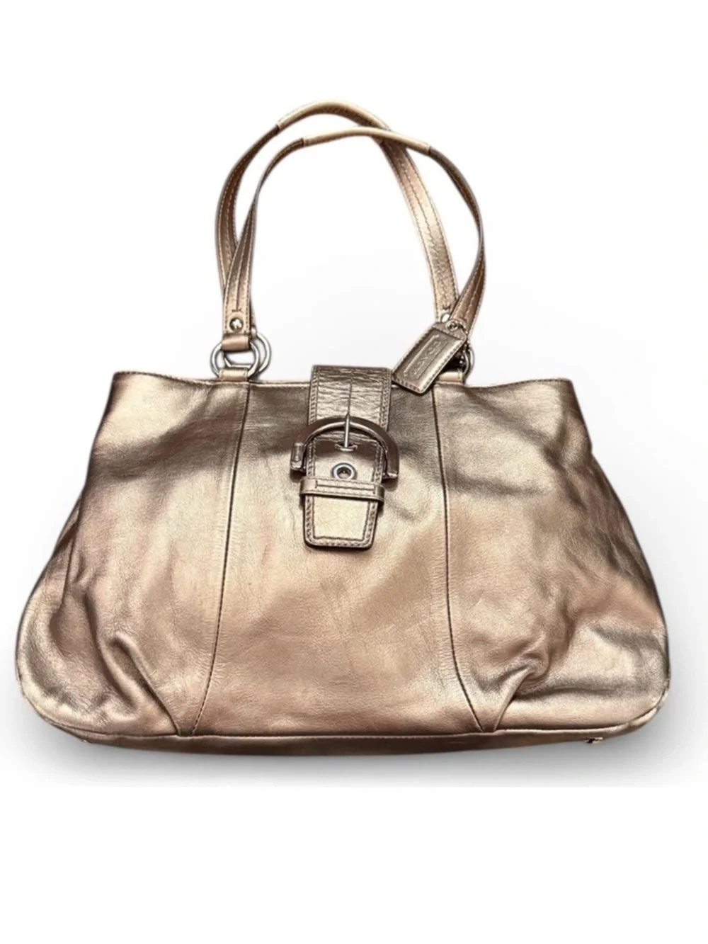 Coach Soho Buckle Hobo Bronze Metallic Leather Shoulder Bag F18751 Y2K